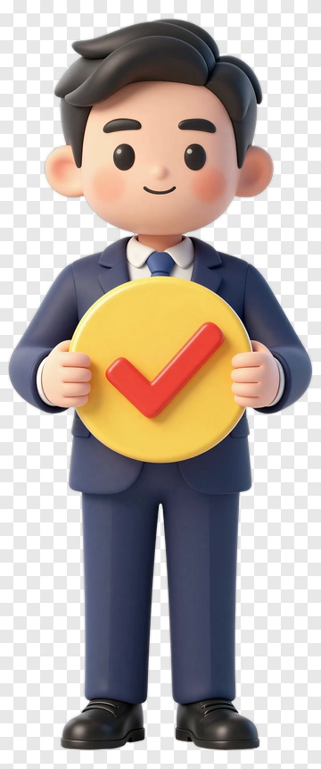 3D Businessman Holding A Checkmark PNG