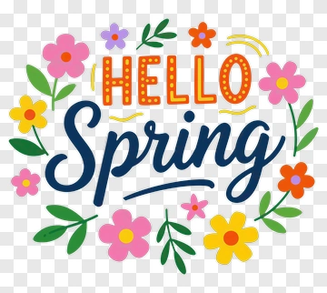 Hello Spring Floral Design PNG
