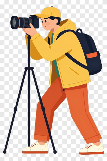 Photographer Taking Pictures With A Camera Tripod PNG