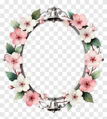 Floral Frame With Bells PNG