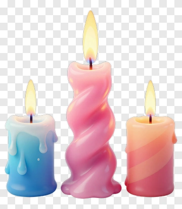 Colorful Candles With Flames PNG