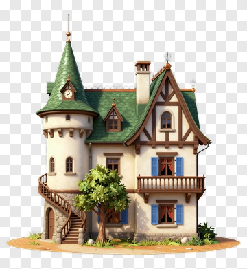 3D Fairy Tale House With Spiral Staircase PNG