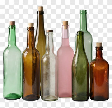 Collection Of Colorful Glass Bottles PNG