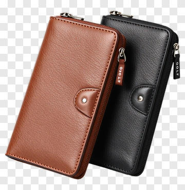 Leather Wallet Set In Brown And Black PNG