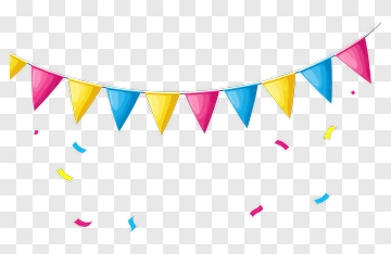 Colorful Party Bunting With Confetti PNG