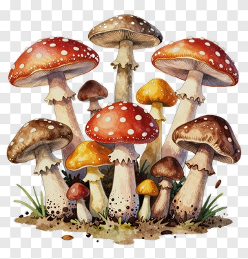 Colorful Mushroom Cluster PNG