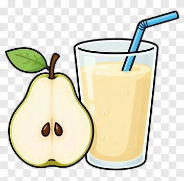 Pear And Glass Of Juice PNG