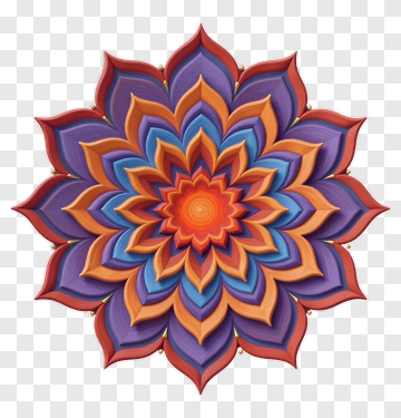 Colorful Floral Mandala Design PNG