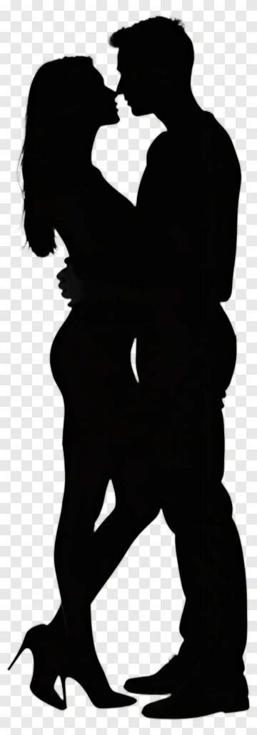 Silhouette Couple In A Romantic Pose PNG