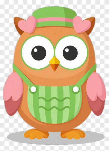Cartoon Owl Wearing A Green Apron PNG