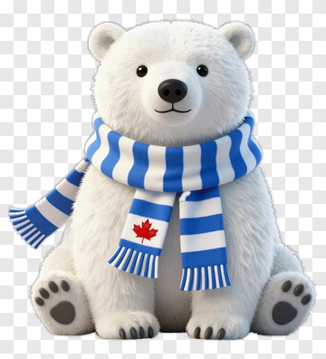 Cartoon Polar Bear Wearing A Blue And White Scarf PNG
