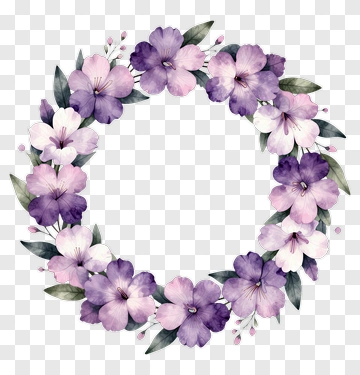 Watercolor Flower Wreath PNG