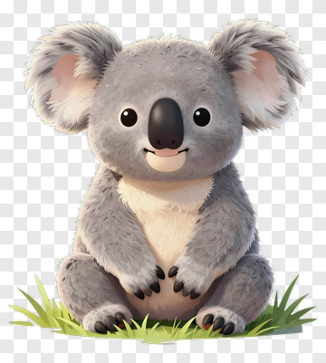 Cartoon Koala Sitting On Grass PNG