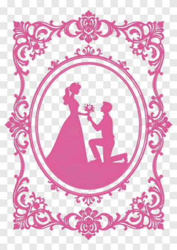 Engaged Couple In A Romantic Frame PNG