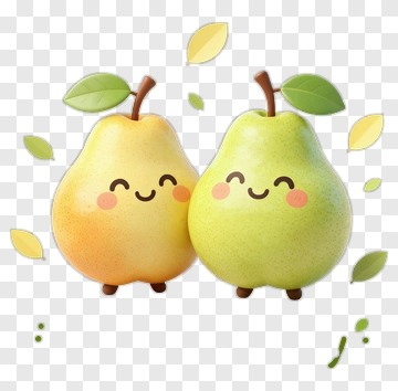 Cartoon Pears With Smiling Faces PNG