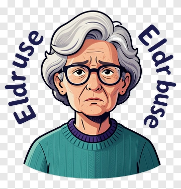 Elderly Woman With Glasses And Text PNG