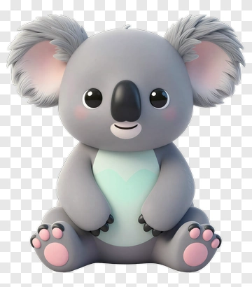 Cartoon Koala Sitting With A Smiling Expression PNG