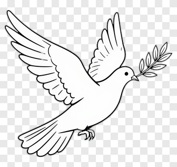 Cartoon Dove Holding An Olive Branch PNG
