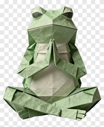 Origami Frog In A Meditative Pose PNG