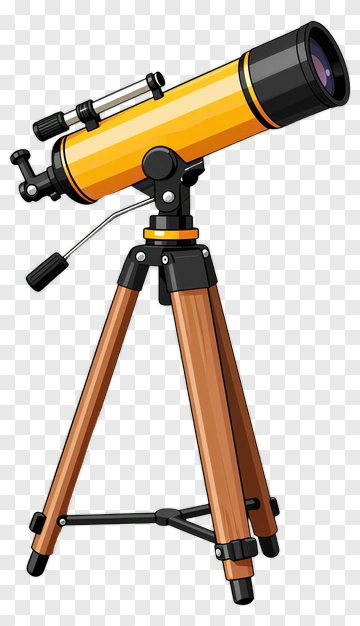 Cartoon Telescope On A Wooden Tripod PNG