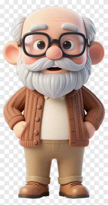 Cartoon Grandfather Character PNG