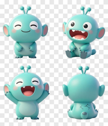 3D Cute Alien Character PNG