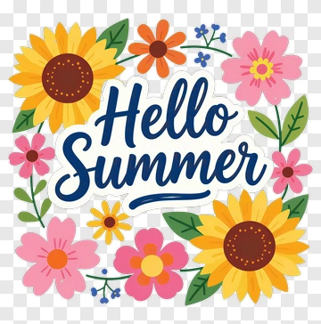 Hello Summer Floral Design PNG
