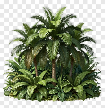 Tropical Palm Trees In A Lush Green Environment PNG