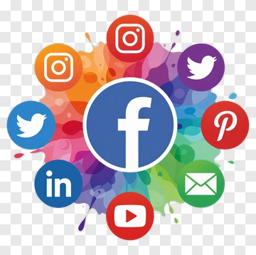 Social Media Icons With Colorful Background PNG