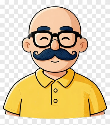 Cartoon Man With Glasses And Mustache PNG