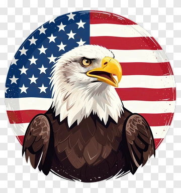 Eagle With American Flag Background PNG