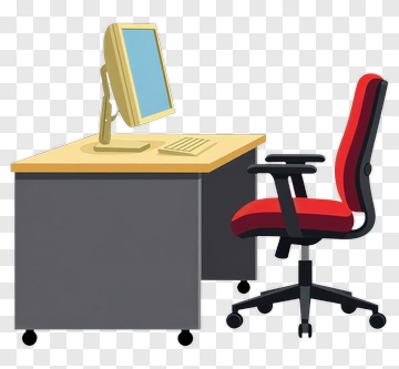 Office Desk And Chair PNG