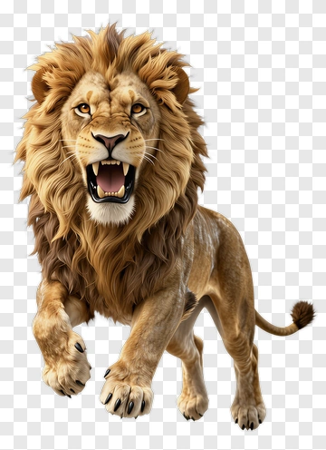 Realistic Lion Roaring PNG