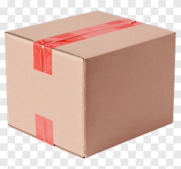 Brown Cardboard Box With Red Tape PNG