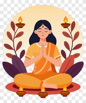 Woman Meditating With Candles PNG