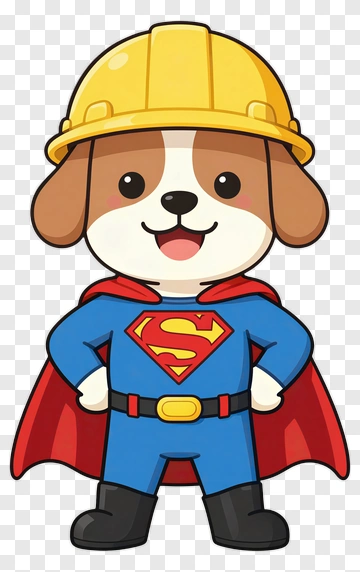 Superhero Dog Wearing A Construction Helmet PNG