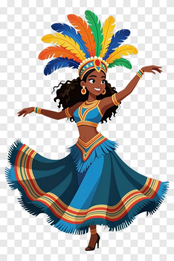 Cartoon Dancer In Colorful Costume PNG
