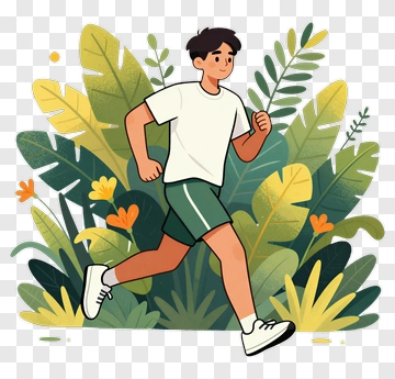 Running Boy In A Green Environment PNG