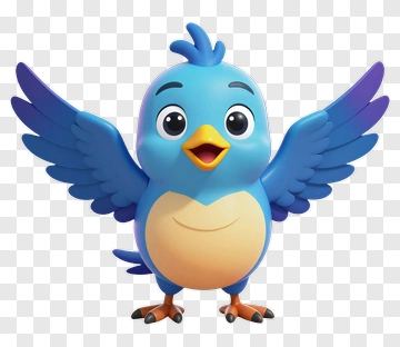Cartoon Blue Bird With Outstretched Wings PNG
