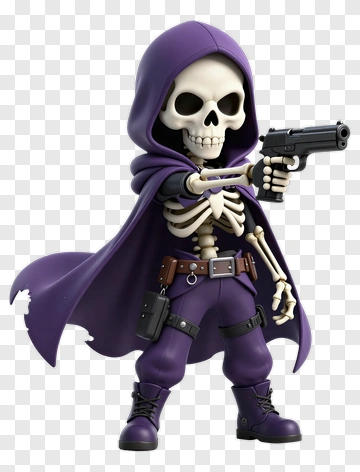 Cartoon Skeleton Holding A Gun PNG