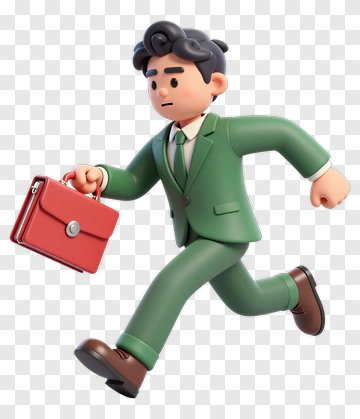 3D Businessman Running With A Briefcase PNG