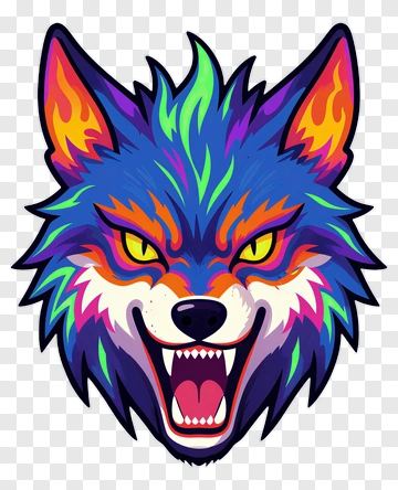 Colorful Wolf Head Illustration PNG
