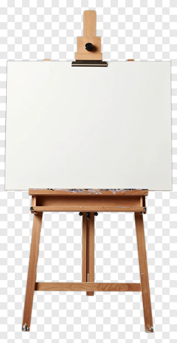 Wooden Easel With Blank Canvas PNG