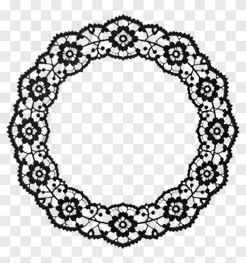 Black Lace Floral Wreath PNG