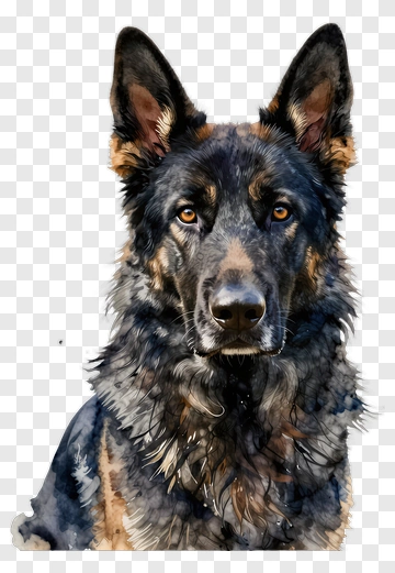 Watercolor German Shepherd Dog Portrait PNG