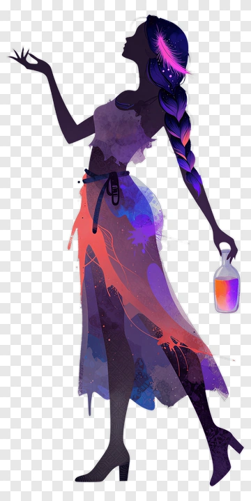 Silhouette Woman Holding A Potion PNG