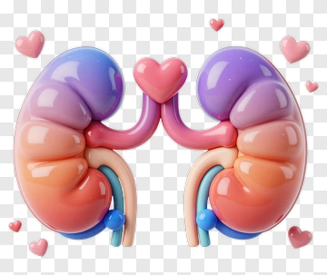 Colorful Kidney Shaped Design With Hearts PNG