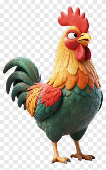 3D Cartoon Rooster PNG