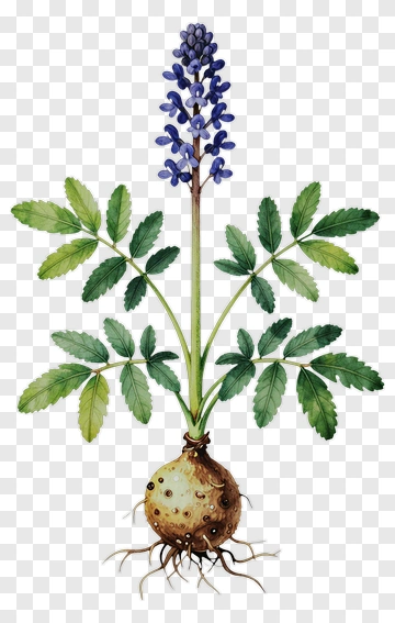 Flowering Plant With Purple Blooms And Green Leaves PNG
