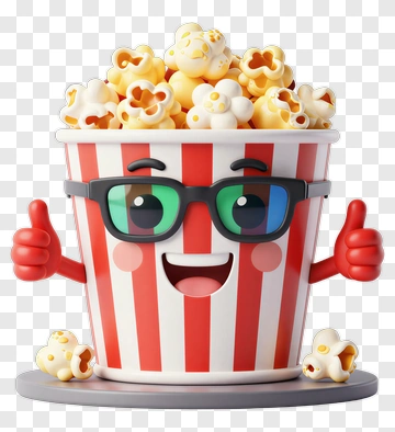Cartoon Popcorn Bucket With Thumbs Up PNG